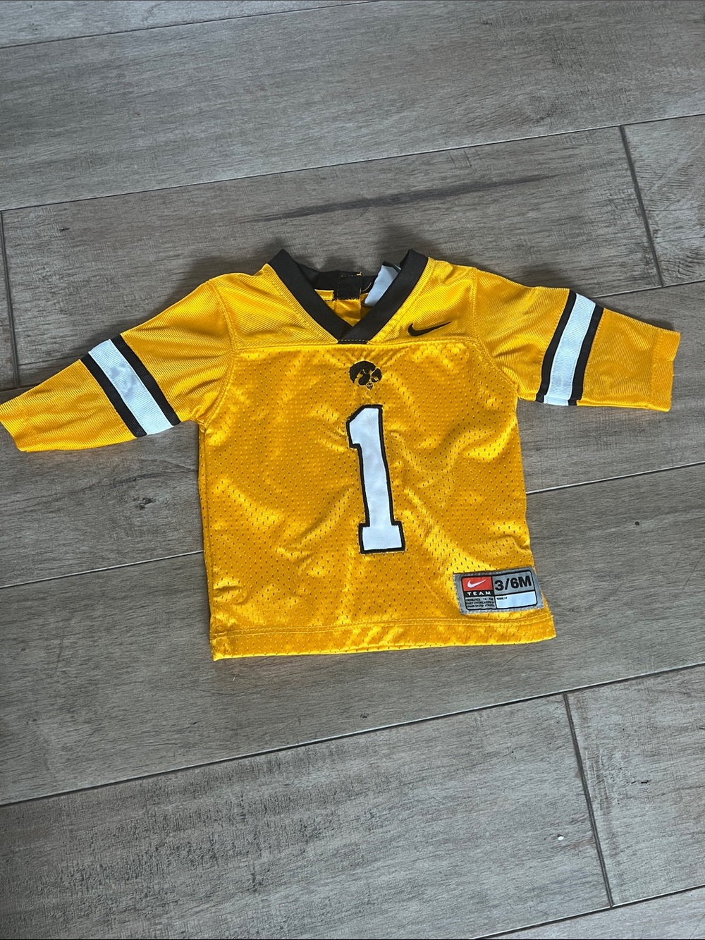 Nike Youth Yellow Hawkeyes #1 Football Jersey